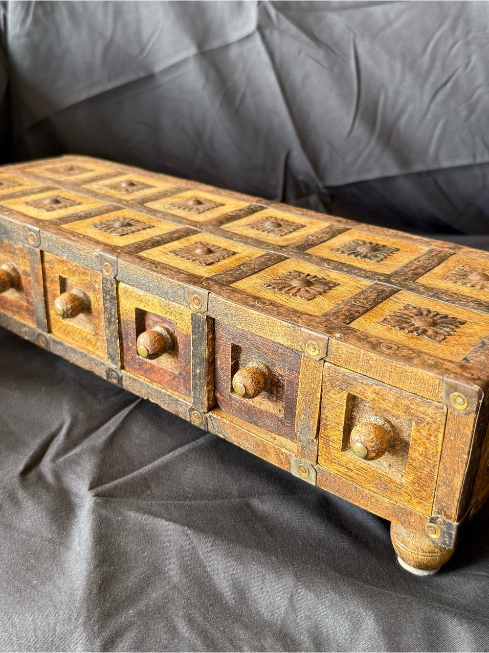 Primative VTG Hand Made Sturdy Wooden Multi-Drawer Apothecary 6 Drawer Chest